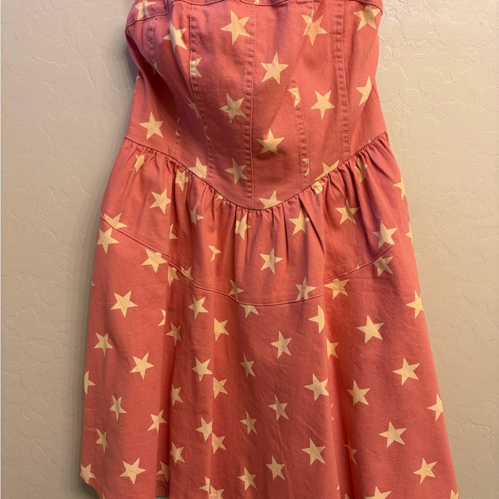 Strapless Denim Dress, blush pink
